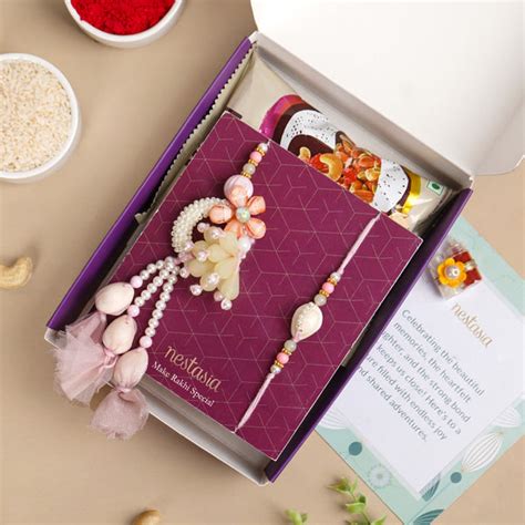 Seashell Serenade Rakhi Lumba Set Online - Premium Gift Hamper | Nestasia
