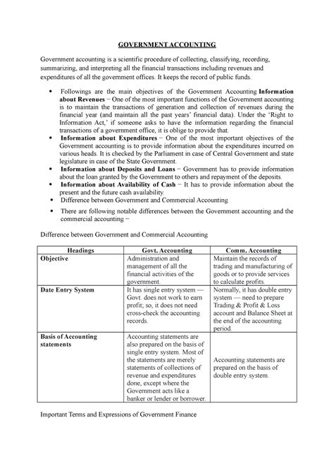 Government Accounting - GOVERNMENT ACCOUNTING Government accounting is ...