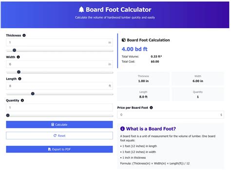 Board Foot Calculator - Lumber Volume Calculator for Woodworkers