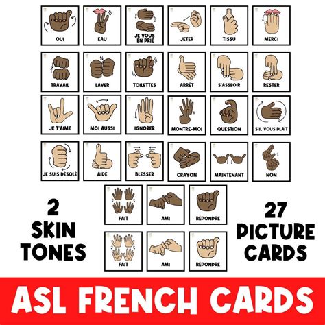 FRENCH ASL | Picture Cards | Hand Signs | Sign Language Flashcards ...