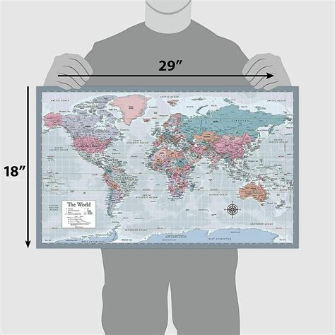 NEW LAMINATED World Map Wall Chart Educational Countries Geography ...