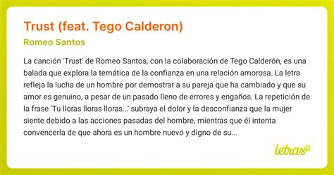 Significado de la canción TRUST (PART. TEGO CALDERON) (Romeo Santos ...