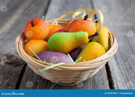 Fruit Shaped Candies in Macro Image of Marzipan Sweets in a Bask Stock ...