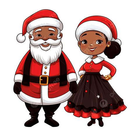Black Santa And Mrs Claus Standing In Christmas Festival Design Vector ...