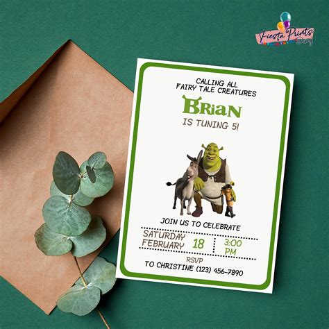 Shrek Birthday Invitation Set, Shrek Thank You Tag, Shrek Party ...
