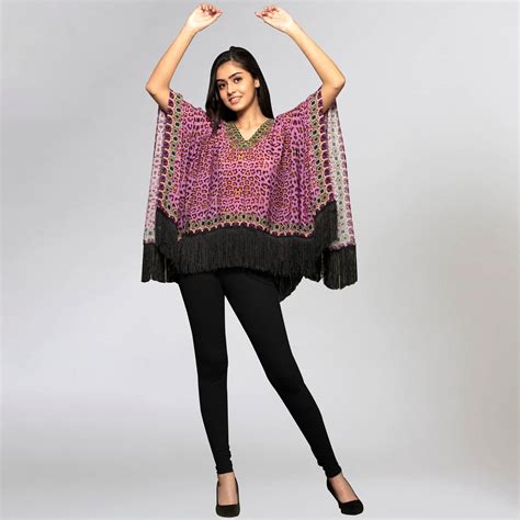 Mauve Animal Print Kaftan Top – First Resort by Ramola Bachchan