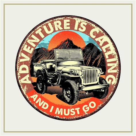 Adventure is calling and i must go retro tin signs | Premium Vector