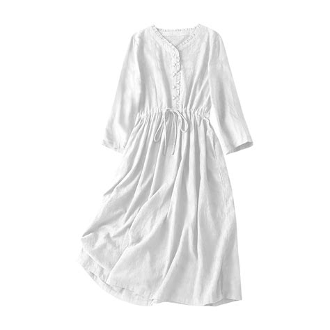 Blmnix Comfy Casual Fall Dresses for Women 2025 Wrap Tea-Length Plain ...