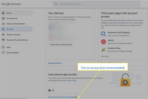 Image result for Less Secure Apps Setting Gmail