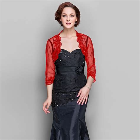 Black Shrugs Bolero Lace Tulle Wedding Party Evening Elegant Mother's ...