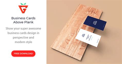 Business Cards Mockup Above Plank - graphberry.com