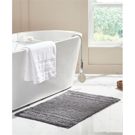 Olivia Gray Erin Cotton Bath Rug 32-in x 20-in Grey Cotton Bath Rug at ...