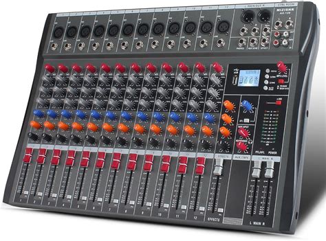 MIZISNR 12 Channel Audio Mixer, Professional Digital Sound Board DJ ...