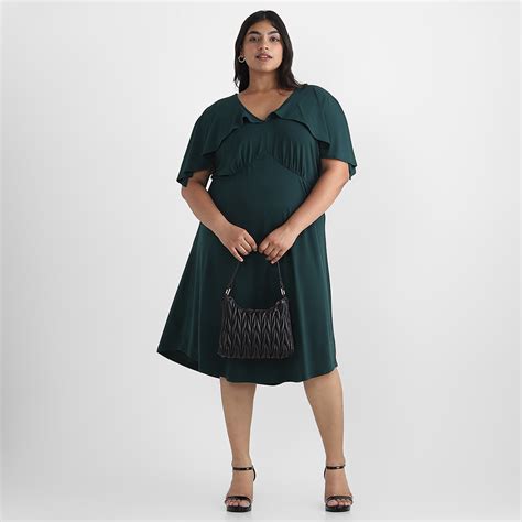 Emerald Green Ruffle Plus Size Jersey Dress | CALAE