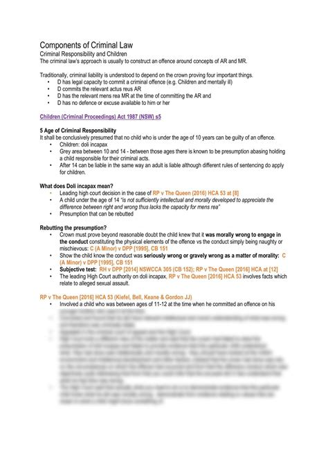 Component of Criminal Law | LLB1130 - Criminal Law and Process A - UOW ...