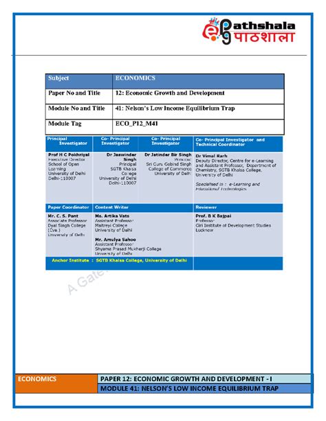 Nelson's Low Income Equilibrium Trap: Analysis & Critique - ECO_P12_M ...