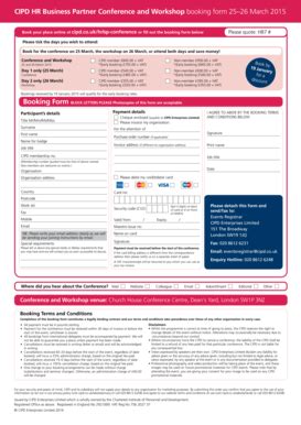 Fillable Online cipd co CIPD HR Business Partner Conference and ...