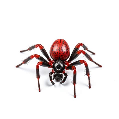 Premium AI Image | A close up of a red and black spider on a white ...