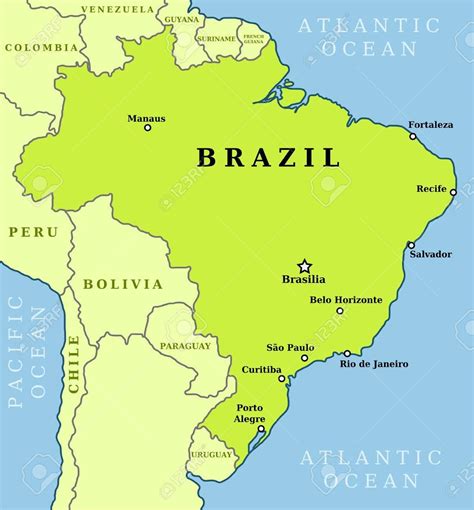 Map of Brazil cities - Brazil map of cities (South America - Americas)