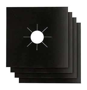 4 Pcs Stove Burner Covers, Black Gas Stove Burner Covers Gas Stove ...