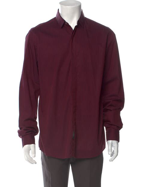 Salvatore Ferragamo Long Sleeve Dress Shirt - Burgundy Dress Shirts ...
