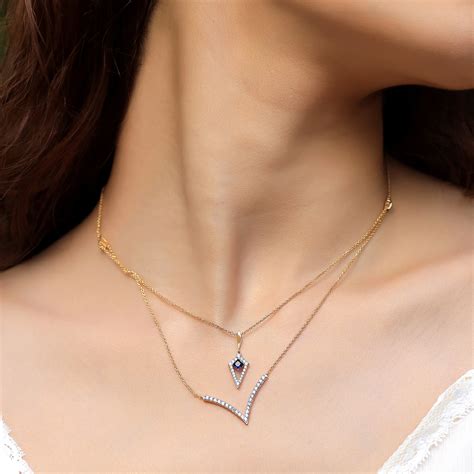 Multi-layered - Lab Diamond V Necklace – Lukson