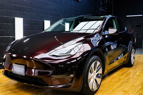 Tesla Model Y Maroon Vinyl Wrap Vancouver | Twiisted Wrap