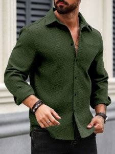 Force Men Striped Casual Dark Green Shirt - Buy Force Men Striped ...