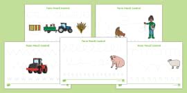 Farm Pencil Control Path Worksheets