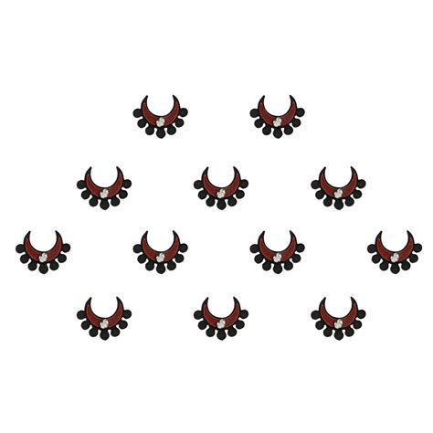 Comet Busters Fancy Maroon Moon Bindi With Silver Stone (6mm)(BIN1522)