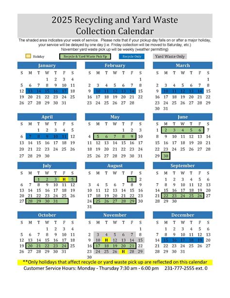 2025 Recycling and Yard Waste Calendar - Muskegon Township