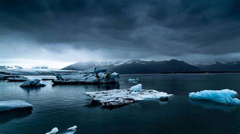 Download wallpaper 2560x1440 iceberg, ice, snow, lake, fog, mountains ...