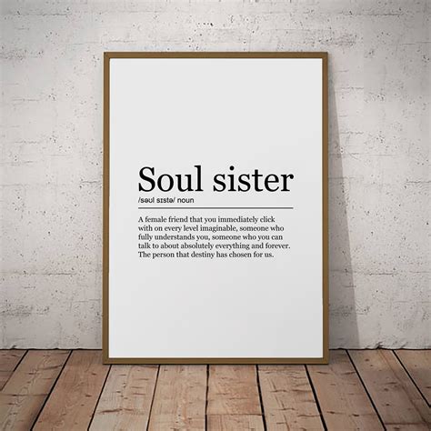 Soul Sister Print Definition Poster Wall Art Minimalist Best | Etsy