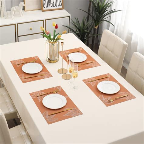 PVC Dining Table Mats, Orange Maple Leaf – HOKIPO | Har Ghar ka Humsafar