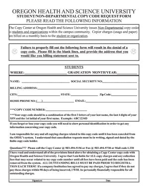 OHSU Student Copy Code Request Form - Blank Fillable Template | Fill ...