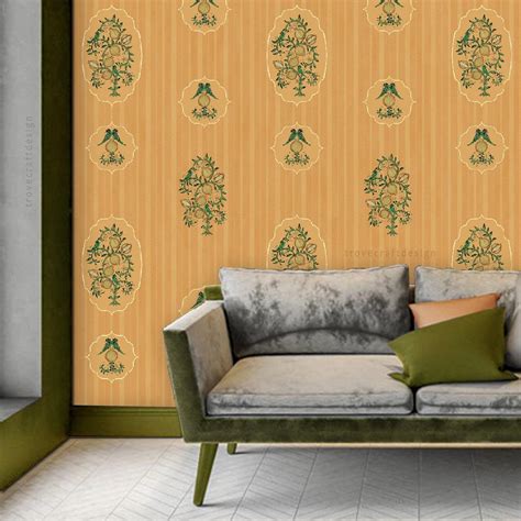 Wall Covering - Peachy Pomegranate Stripes – Trove Craft India