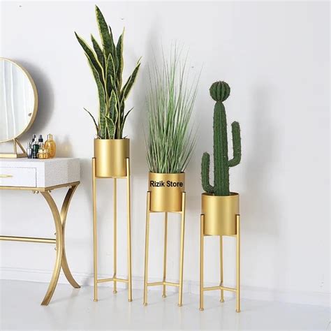 RIZIK STORE Metal Floor Flower Stand for Living Room/Indoor Plant Stand ...