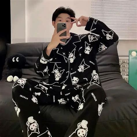 Kawaii Sanrio Hello Kitty Couple Pajamas Man Autumn Cute Long Sleeved ...