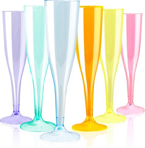Amazon.com | WDF 36 Pack Colorful Plastic Champagne Flutes - 7OZ ...