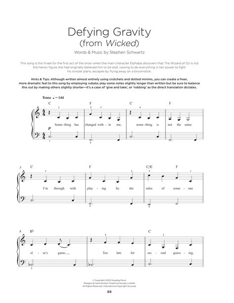 Defying Gravity (from Wicked) by Stephen Schwartz Sheet Music for ...