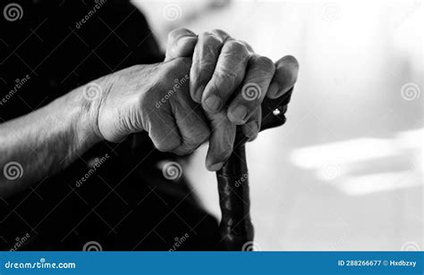 Senior Man Using Walking Stick To Walk Stock Image - Image of people ...