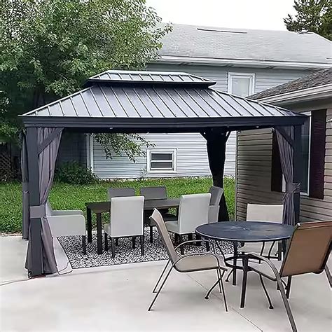 PURPLE LEAF 14-ft x 11-ft Hardtop Gazebo Gray Gazebo with Hardtop Roof ...