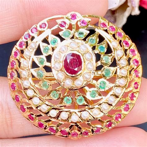 Statement Bengali Joroa Ring | 22k Gold with Precious Stones | For Wom