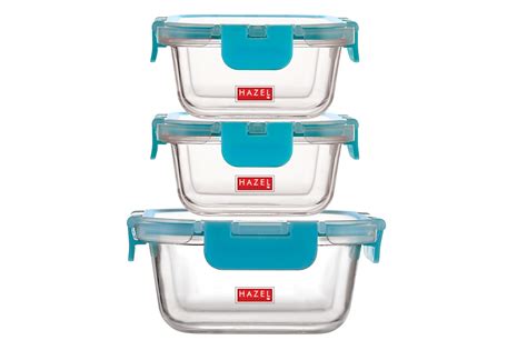 Buy Hazel Borosilicate Glass Square Airtight & Leak Proof Container ...