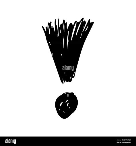 Hand drawn exclamation mark symbol. Black sketch exclamation mark ...