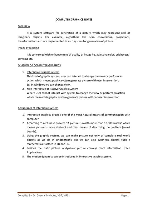 Unit 1 till curves - Jrurjrjr - COMPUTER GRAPHICS NOTES Definition It ...