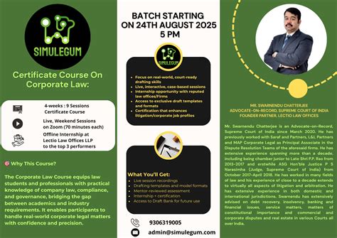 Enroll Now: 4-Week Certificate Course on Corporate Law by SimuLegum ...