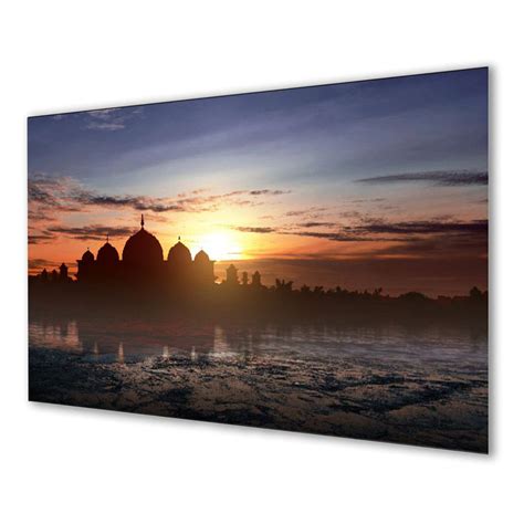 Sunset Serenity Over Reflective Mosque Wall Painting – Nestroots