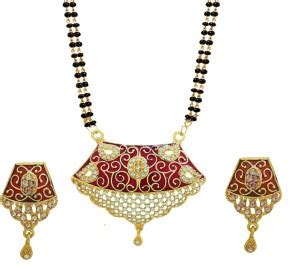 ZLXO Gold Plated Stylish Fashionable Red Colour Traditional Mangalsutra ...