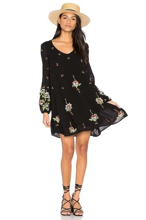 Free People Oxford Embroidered Mini Dress in Black Combo | REVOLVE